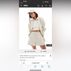 ASOS DESIGN oversized shirt in structured stripe & matching shorts